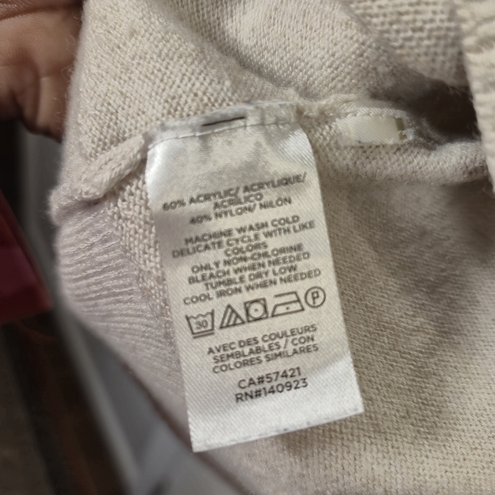 LOFT Cream V-Neck Oversized Tunic Sweater Size Medium Minimalist Coquette - Picture 7 of 7